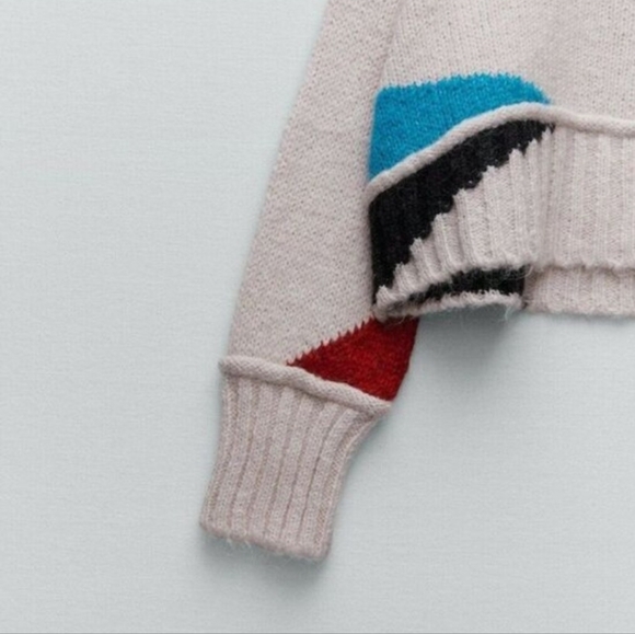 ZARA Wool Blend Color Block Sweater New - Picture 2 of 4